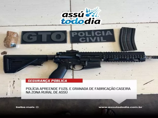 Polícia apreende fuzil e granada artesanal na zona rural de Assú